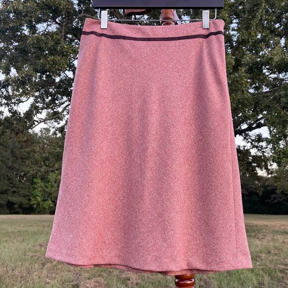 Women's Ann Taylor Size 8 Lined Pink/Burgundy Tweed Pleated A-Line Skirt - Picture 8 of 15